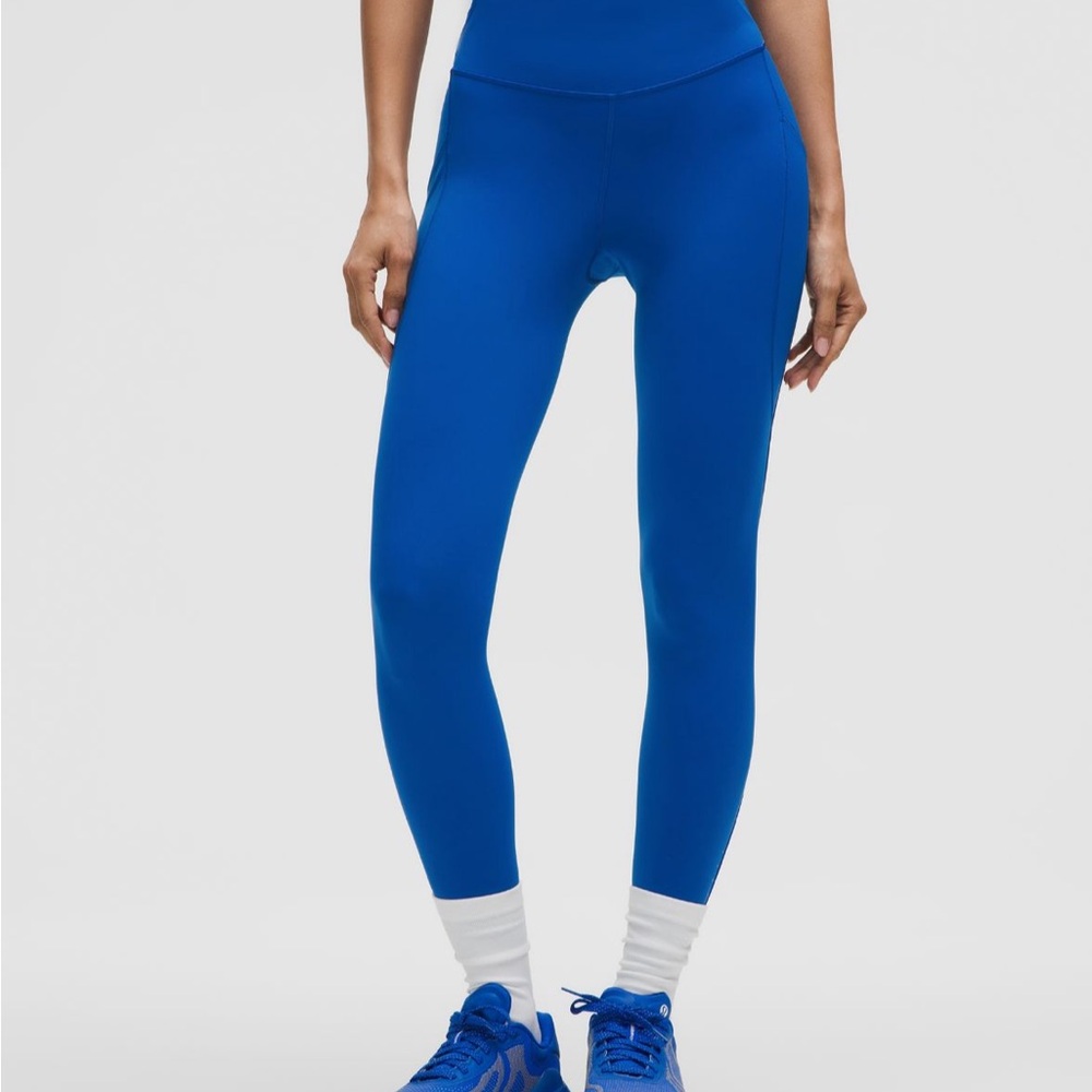 Lululemon Athletica High-Waisted Fast and Free Leggings in Galactic Cobalt Blue